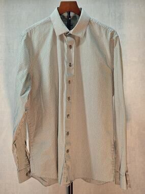 Unlisted Kenneh Cole Men's Slim Fit Dress Shirt Gingham Green White Plaid Large